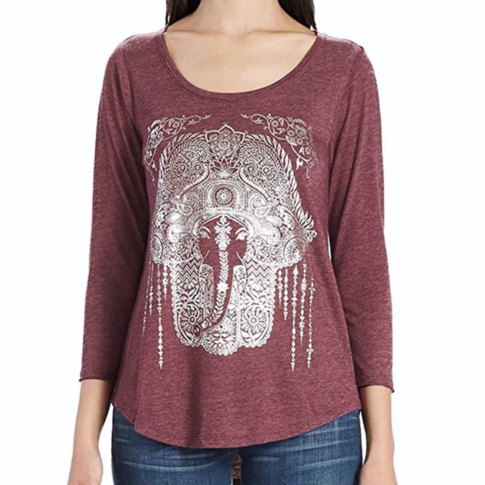 NWT Lucky Brand Print Hamsa Hand Tee size L